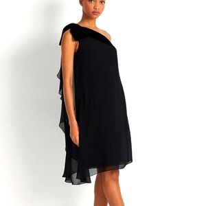 Ralph Lauren NWT Chiffon Navy Blue One Shoulder Elegant Dress